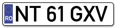 Placuta inmatriculare numar auto  NT-61-GXV, NT 61 GXV, NT61GXV