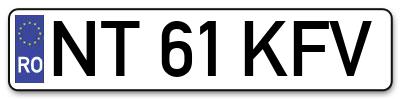 Placuta inmatriculare numar auto  NT-61-KFV, NT 61 KFV, NT61KFV
