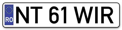 Placuta inmatriculare numar auto  NT-61-WIR, NT 61 WIR, NT61WIR
