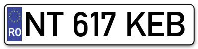 Placuta inmatriculare numar auto  NT-617-KEB, NT 617 KEB, NT617KEB