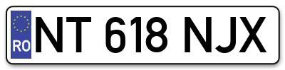 Placuta inmatriculare numar auto  NT-618-NJX, NT 618 NJX, NT618NJX