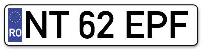 Placuta inmatriculare numar auto  NT-62-EPF, NT 62 EPF, NT62EPF