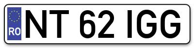 Placuta inmatriculare numar auto  NT-62-IGG, NT 62 IGG, NT62IGG