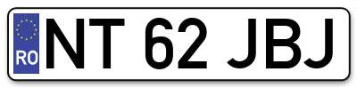Placuta inmatriculare numar auto  NT-62-JBJ, NT 62 JBJ, NT62JBJ