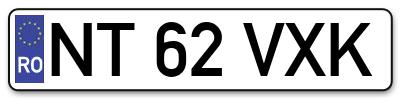 Placuta inmatriculare numar auto  NT-62-VXK, NT 62 VXK, NT62VXK