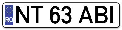 Placuta inmatriculare numar auto  NT-63-ABI, NT 63 ABI, NT63ABI