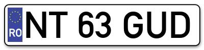 Placuta inmatriculare numar auto  NT-63-GUD, NT 63 GUD, NT63GUD