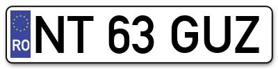 Placuta inmatriculare numar auto  NT-63-GUZ, NT 63 GUZ, NT63GUZ