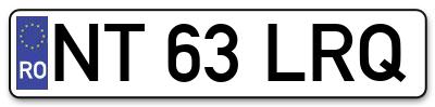 Placuta inmatriculare numar auto  NT-63-LRQ, NT 63 LRQ, NT63LRQ