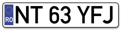 Placuta inmatriculare numar auto  NT-63-YFJ, NT 63 YFJ, NT63YFJ
