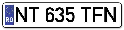 Placuta inmatriculare numar auto  NT-635-TFN, NT 635 TFN, NT635TFN