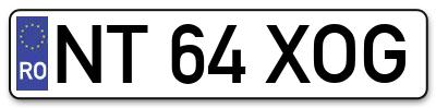 Placuta inmatriculare numar auto  NT-64-XOG, NT 64 XOG, NT64XOG