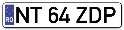 Placuta inmatriculare numar auto  NT-64-ZDP, NT 64 ZDP, NT64ZDP