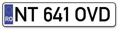 Placuta inmatriculare numar auto  NT-641-OVD, NT 641 OVD, NT641OVD