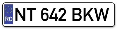 Placuta inmatriculare numar auto  NT-642-BKW, NT 642 BKW, NT642BKW
