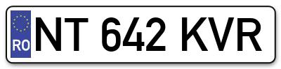 Placuta inmatriculare numar auto  NT-642-KVR, NT 642 KVR, NT642KVR