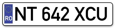 Placuta inmatriculare numar auto  NT-642-XCU, NT 642 XCU, NT642XCU