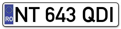 Placuta inmatriculare numar auto  NT-643-QDI, NT 643 QDI, NT643QDI
