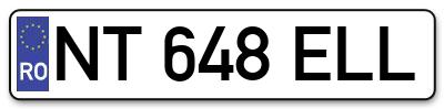 Placuta inmatriculare numar auto  NT-648-ELL, NT 648 ELL, NT648ELL