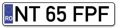 Placuta inmatriculare numar auto  NT-65-FPF, NT 65 FPF, NT65FPF