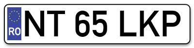 Placuta inmatriculare numar auto  NT-65-LKP, NT 65 LKP, NT65LKP