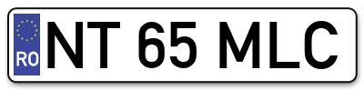 Placuta inmatriculare numar auto  NT-65-MLC, NT 65 MLC, NT65MLC