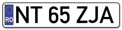 Placuta inmatriculare numar auto  NT-65-ZJA, NT 65 ZJA, NT65ZJA