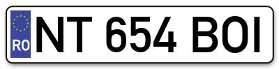 Placuta inmatriculare numar auto  NT-654-BOI, NT 654 BOI, NT654BOI