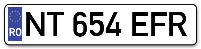 Placuta inmatriculare numar auto  NT-654-EFR, NT 654 EFR, NT654EFR