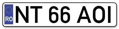 Placuta inmatriculare numar auto  NT-66-AOI, NT 66 AOI, NT66AOI