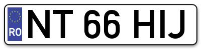 Placuta inmatriculare numar auto  NT-66-HIJ, NT 66 HIJ, NT66HIJ