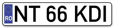 Placuta inmatriculare numar auto  NT-66-KDI, NT 66 KDI, NT66KDI
