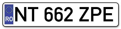 Placuta inmatriculare numar auto  NT-662-ZPE, NT 662 ZPE, NT662ZPE