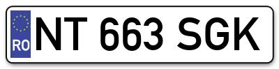 Placuta inmatriculare numar auto  NT-663-SGK, NT 663 SGK, NT663SGK