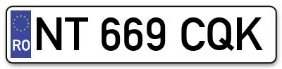 Placuta inmatriculare numar auto  NT-669-CQK, NT 669 CQK, NT669CQK