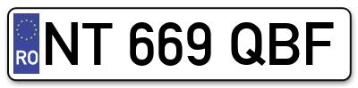 Placuta inmatriculare numar auto  NT-669-QBF, NT 669 QBF, NT669QBF