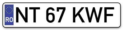 Placuta inmatriculare numar auto  NT-67-KWF, NT 67 KWF, NT67KWF