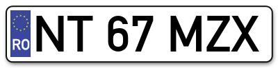 Placuta inmatriculare numar auto  NT-67-MZX, NT 67 MZX, NT67MZX