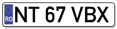 Placuta inmatriculare numar auto  NT-67-VBX, NT 67 VBX, NT67VBX