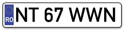 Placuta inmatriculare numar auto  NT-67-WWN, NT 67 WWN, NT67WWN