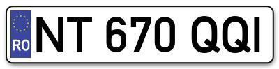 Placuta inmatriculare numar auto  NT-670-QQI, NT 670 QQI, NT670QQI