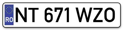 Placuta inmatriculare numar auto  NT-671-WZO, NT 671 WZO, NT671WZO