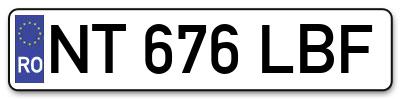Placuta inmatriculare numar auto  NT-676-LBF, NT 676 LBF, NT676LBF