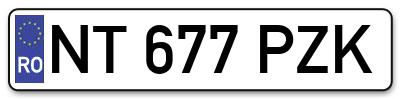Placuta inmatriculare numar auto  NT-677-PZK, NT 677 PZK, NT677PZK