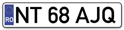 Placuta inmatriculare numar auto  NT-68-AJQ, NT 68 AJQ, NT68AJQ