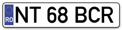 Placuta inmatriculare numar auto  NT-68-BCR, NT 68 BCR, NT68BCR