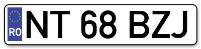 Placuta inmatriculare numar auto  NT-68-BZJ, NT 68 BZJ, NT68BZJ