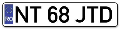 Placuta inmatriculare numar auto  NT-68-JTD, NT 68 JTD, NT68JTD