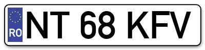 Placuta inmatriculare numar auto  NT-68-KFV, NT 68 KFV, NT68KFV