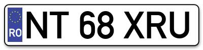 Placuta inmatriculare numar auto  NT-68-XRU, NT 68 XRU, NT68XRU